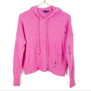 American Eagle Oversized Pink Distressed Hoodie